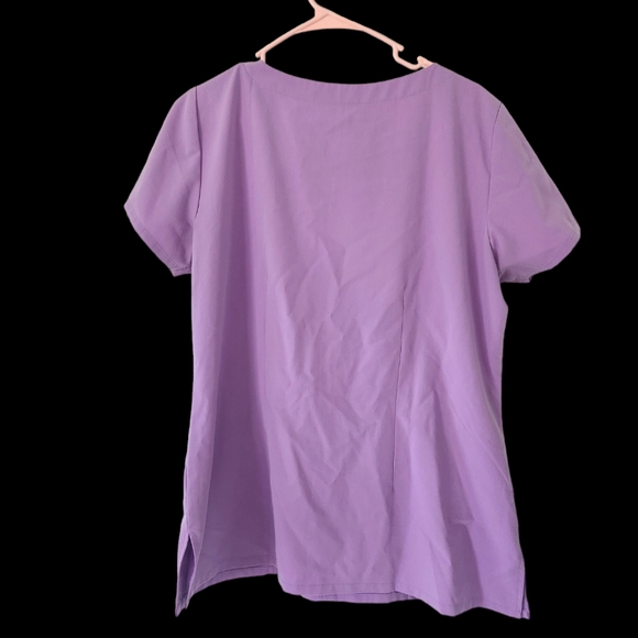 Grey’s Anatomy Scrub Top Size L Purple Signature Collection Short Sleeve Pockets - Picture 2 of 4